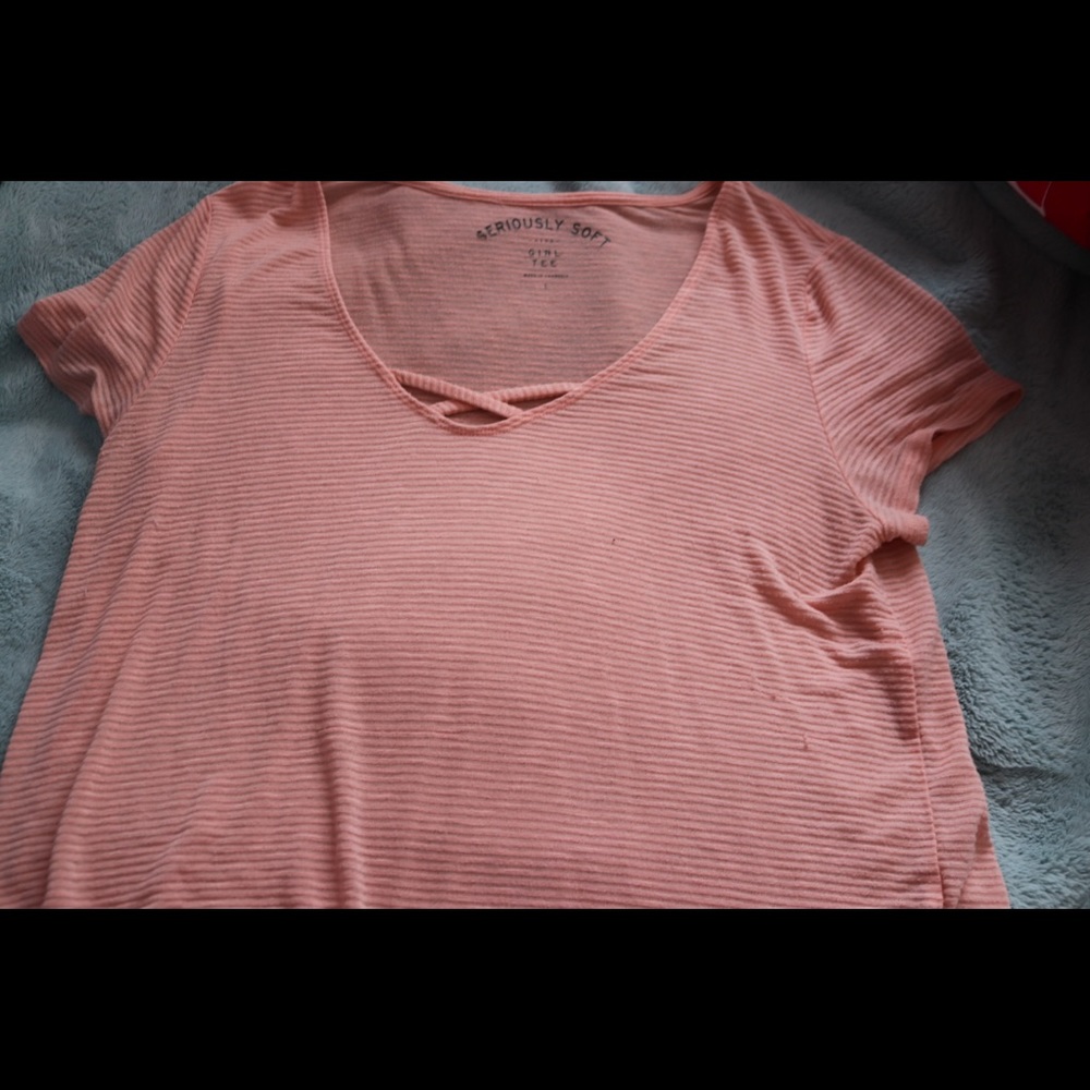 Salmon Lace Up T-Shirt